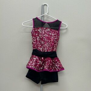 CURTAIN CALL Sequined Shorts Leotard Size CME